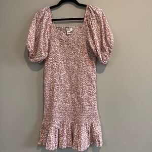 Japna Floral Puff Sleeve Smocked Bodice Mini Dress Spring Summer Going Out M